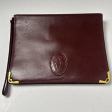 Authentic Vintage CARTIER Clutch bag Bordeaux gold 1970's