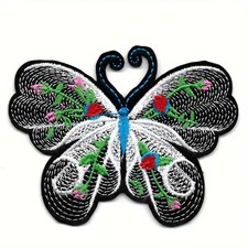 Butterfly iron on patch applique 3 3/8 x 2 1/2" FREE SHIPPING