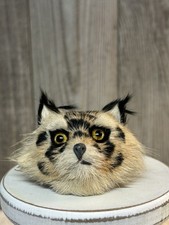 Vintage Real Fur Lynx Bobcat Feline Head Animal Pin Brooch