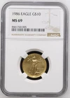 NobleSpirit GOLD 1986 $10 American Eagle 1/4 oz NGC MS 69