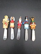 Lot Of Holiday Christmas Snack Cheese Spreaders Knife Stainless Steel Santa Snow