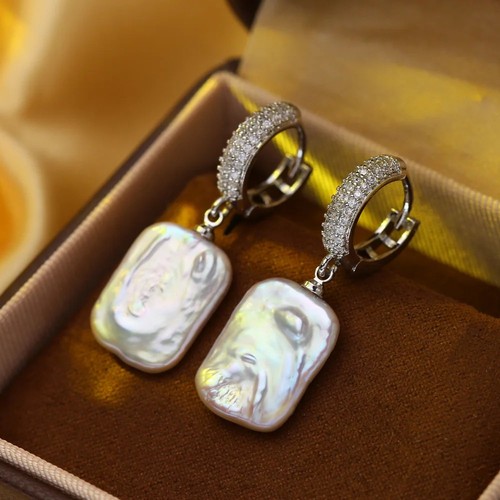 Elegant Natural Freshwater Pearl Long Drop Earrings Gold / Silver Women Jewelry