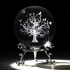 60mm Tree of Life Crystal Ball with Stand 3D Laser Engraved Treelife_033 