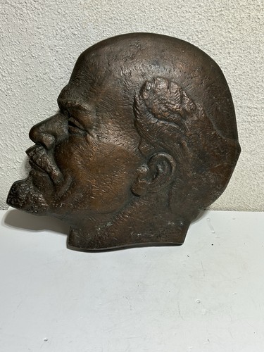 Vintage Vladimar Lenin bronze alloy bas releif wall plaque 19 x 18 x 3 inches