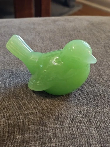 Fenton Bird Jadeite Jade Green Figurine 4" Original Sticker