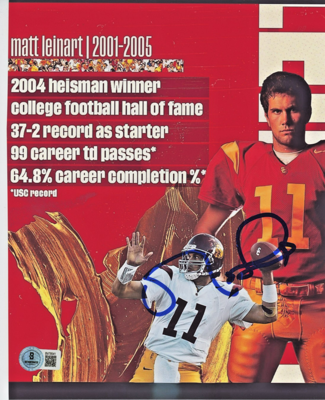 Matt Leinart Autographed Signed USC Trojans 8x10 Photo Picture Beckett COA GOAT 