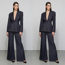 Navy Denim Women Suits Formal Party Business Wedding Blazers Ladies Outfits