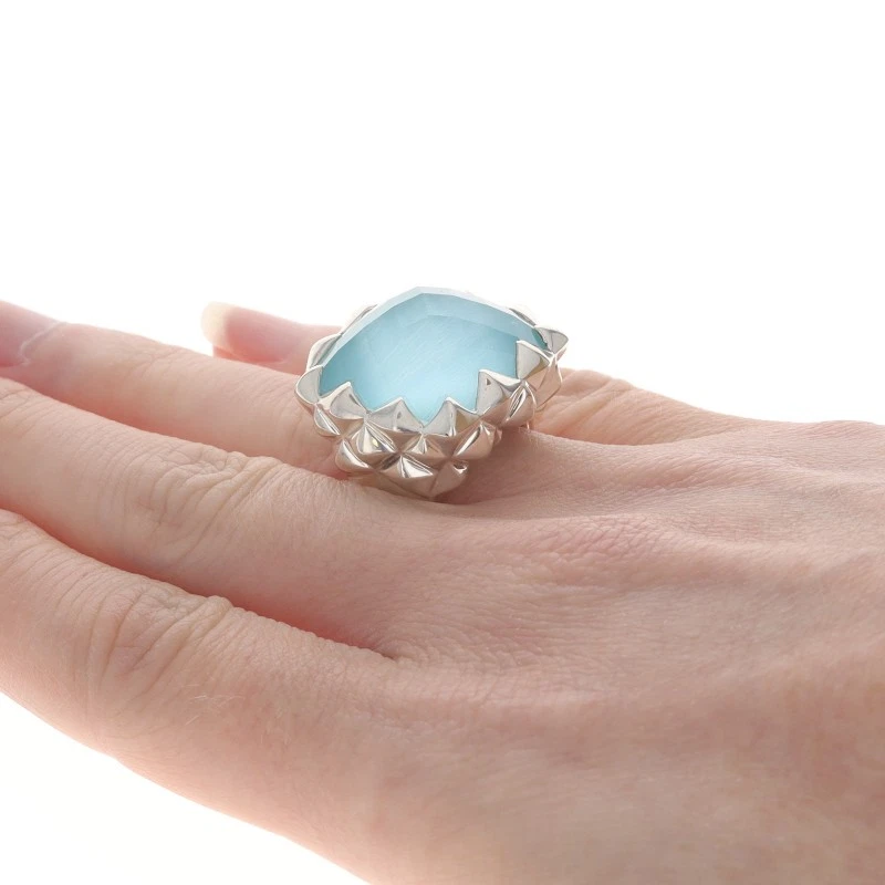 Anillo solitario de cóctel Stephen Webster súper tachuelas de cuarzo y madreperla 925 Foto 4 de 4