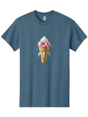 Crying-Ice-Cream Mens Graphic Tee, 100% Cotton, Casual Summer Wear