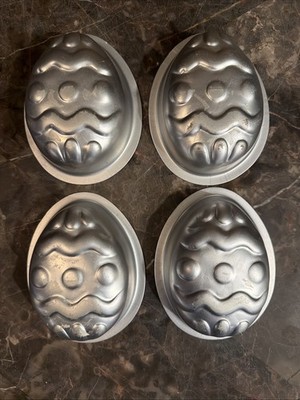 Wilton Singles Baking Mold Easter Egg Personal Size 5  Aluminum Lot Of 4