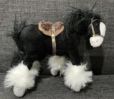 Disney Pixar Angus Plush Horse 7  Brave Stuffed Animal Toy 2012 Black  White