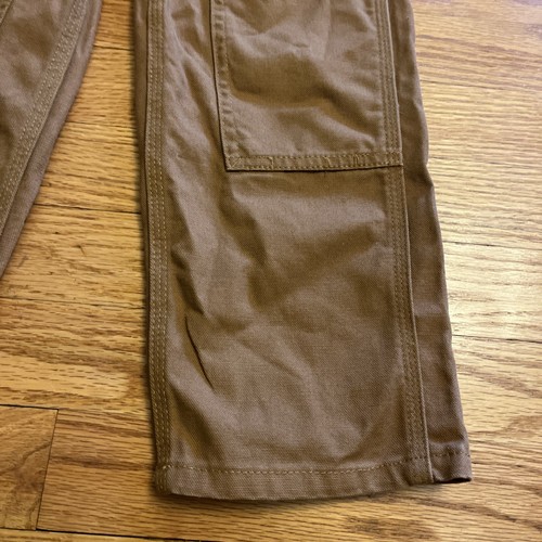 Carhartt Boys Bib Overall 4T Brown Carpenter Canvas Logo Double Knee Loose Fit - Picture 6 of 11