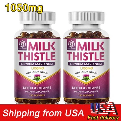 Milk Thistle 10:1 Extract 1000mg (Silymarin) Concentrated Extract 120 Softgels