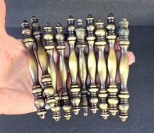 10 Vtg Amerock Cabinet Drawer Handle Pulls Brass w/ screws See Photos