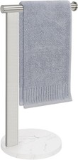 Hand Towel Holder Stand for Bathroom, L- Shaped Standing Brushed Nickel
