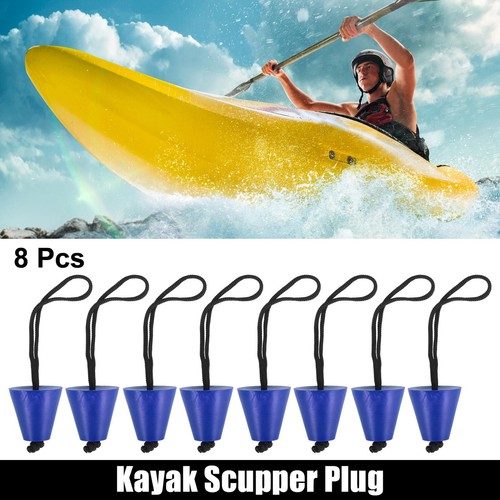 8 Pcs Universal Rubber Kayak Scupper Plug Stopper Bung with Lanyard Blue - Bild 1 von 6