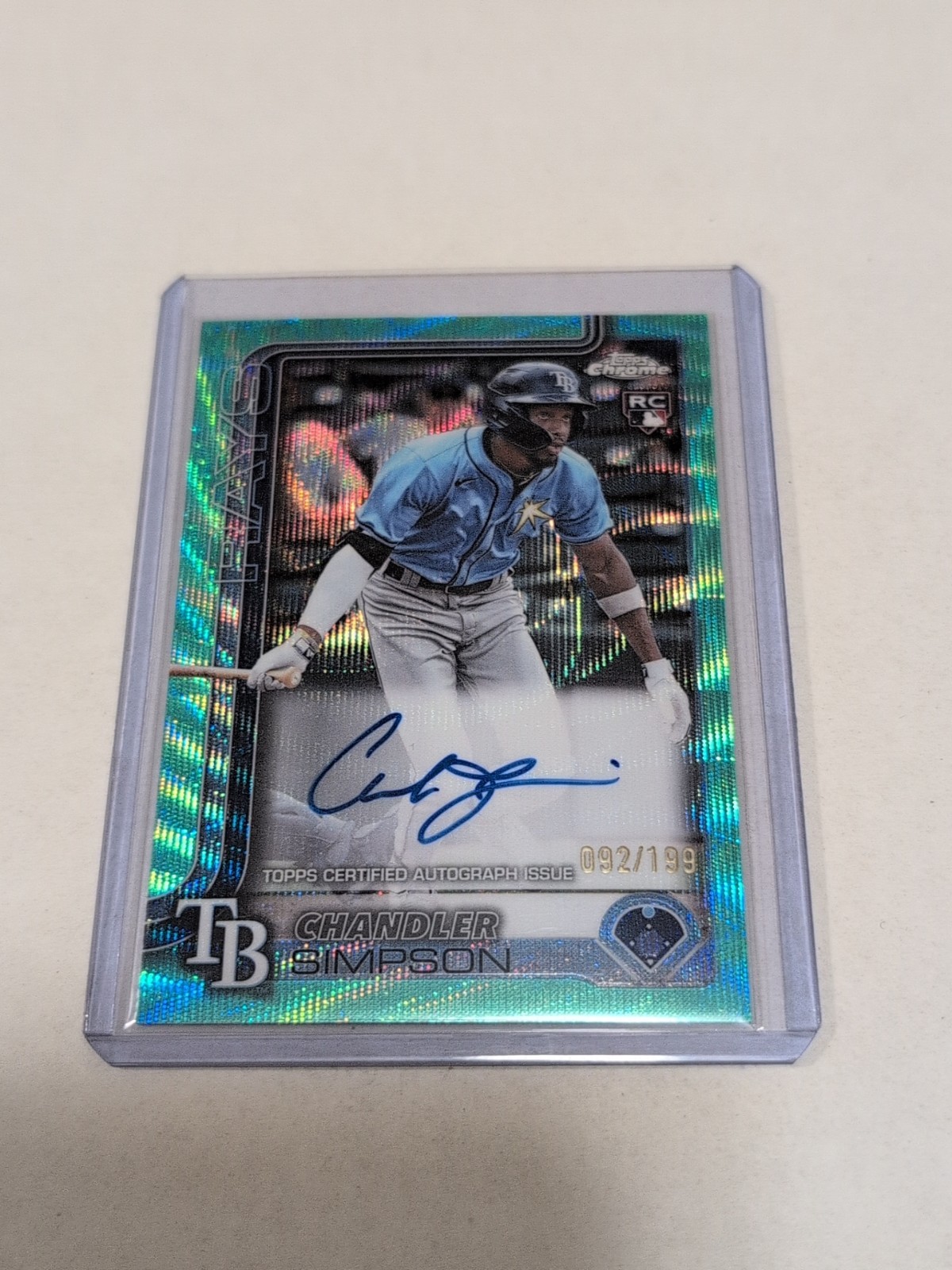 2025 Topps Chrome Rookie Autograph Chandler Simpson Aqua Wave Refractor /199 RC
