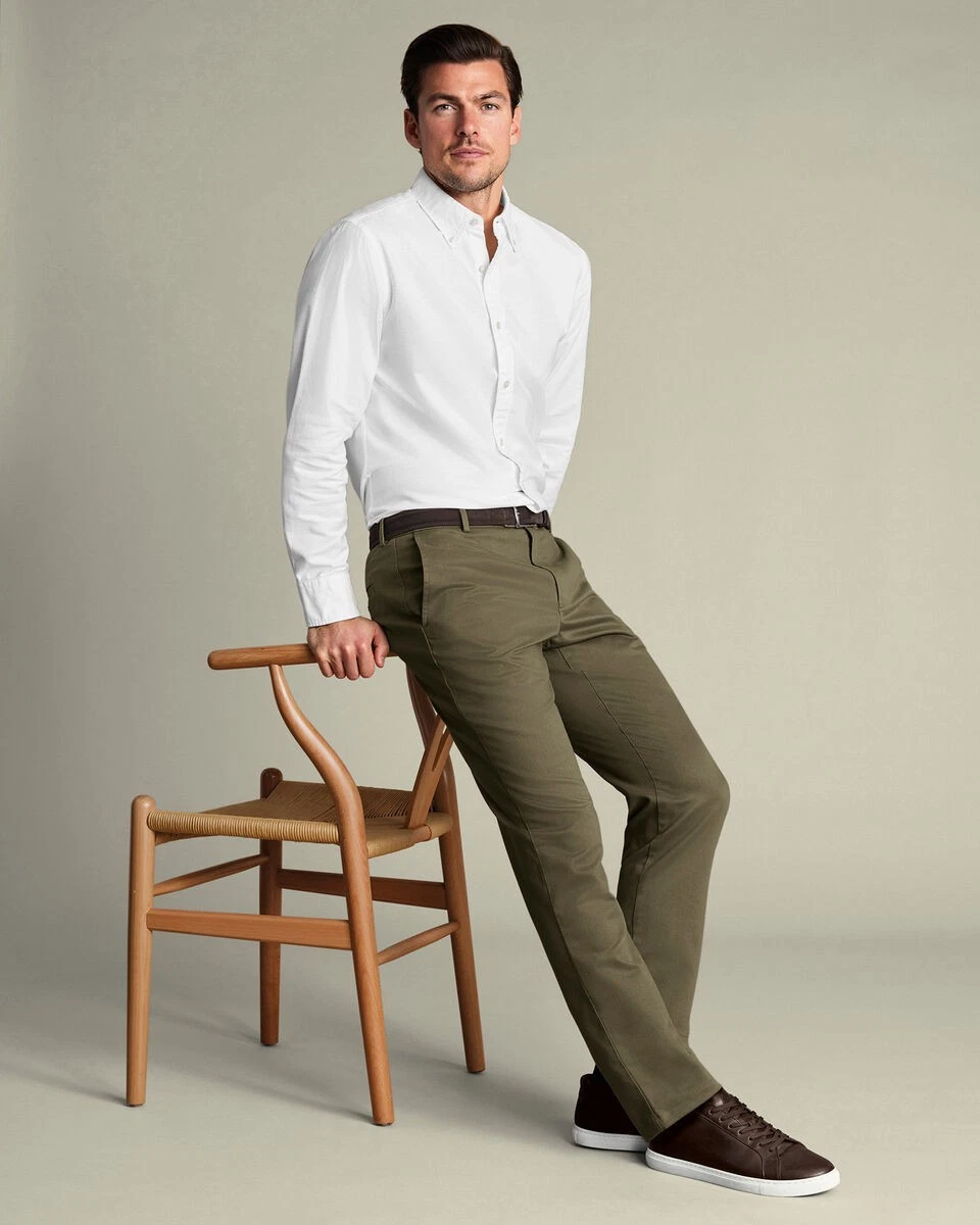 CHARLES TYRWHITT ULTIMATE NON-IRON CHINOS, GREEN, OLIVE GREEN, SAGE GREEN, NEW