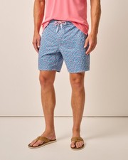 The Half Elastic 7" Surf Shorts johnnie-O Mens RED FIN BLUE FIN