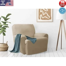 Stretch Plush Recliner Slipcover 4-Piece Soft Machine Washable Easy Install New