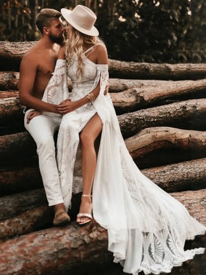 Boho Halter Neck Lace Mermaid Wedding Dress Open Back Vintage Beach Bride Gown | eBay Boho Halter Neck Lace Mermaid Wedding Dress Open Back Vintage Beach Bride Gown | eBay