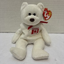 New w/Tags*Ty Beanie Baby Maple the White Bear w/Canada Flag*Canadian