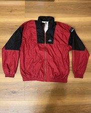 Vintage 90s Adidas Equipment Jacket Red Black Full Zip Windbreaker Medium