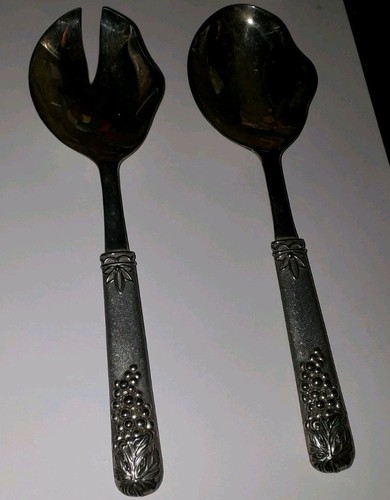 Vintage Silea Silver Plated Salad Serving Spoons - Picture 2 of 5