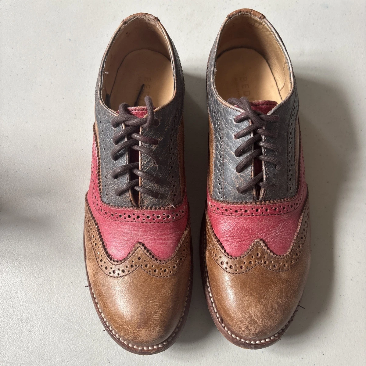 Vintage  Shoes Bed Stu Oxford  Lace Wingtip Preforate Brown  Retro Casual 11.5 Men main image 4