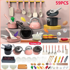 59 pcs Kids Kitchen Play Set Pretend Cooking Toys Food Kit