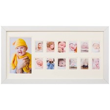 My First Year Photo Moments Baby Keepsake Frame with Double Mat, Stand and Ha...