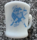 Vintage Anchor Hocking Fire King Blue Batman & Robin Coffee Mug 8 Oz