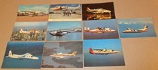 10 Vintage Unused Photo Postcards COMMERCIAL COMMUTER AIRLINE PROPELLER AIRCRAFT