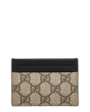 Gucci Gg Supreme Canvas  Leather Card Case Women's Brown U