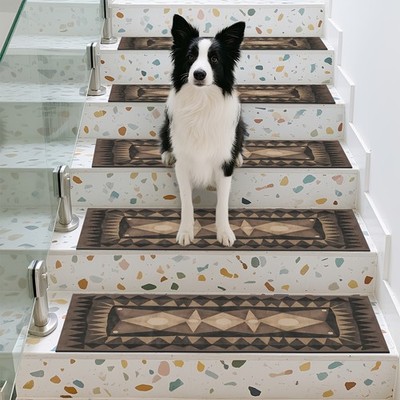 Rubber Non-Slip Bottom, 7/15pcs Geometric Pattern Stair Long Strip Non-Slip Ma