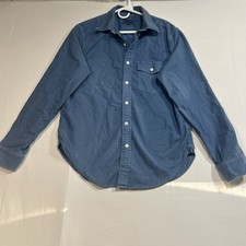 Abercrombie Fitch Men's L Blue Cotton Twill Work Shirt Muscle Fit