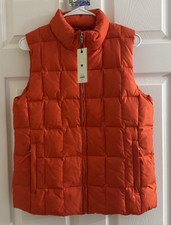 Vintage Gap Womens Orange Puffer Vest Medium Down Filled 100 Nylon Full Zip