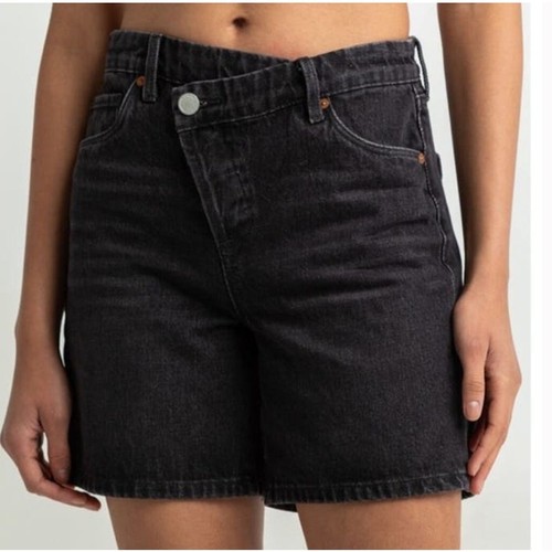 Blank NYC Denim Shorts Size 28 Vintage Black Button Fly Grunge Asymmetric NWT - Picture 13 of 14