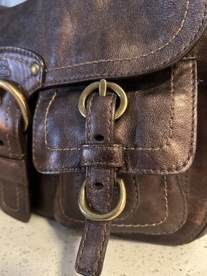 COACH Legacy Garcia Hobo Shoulder Bag Leather Metallic Bronze