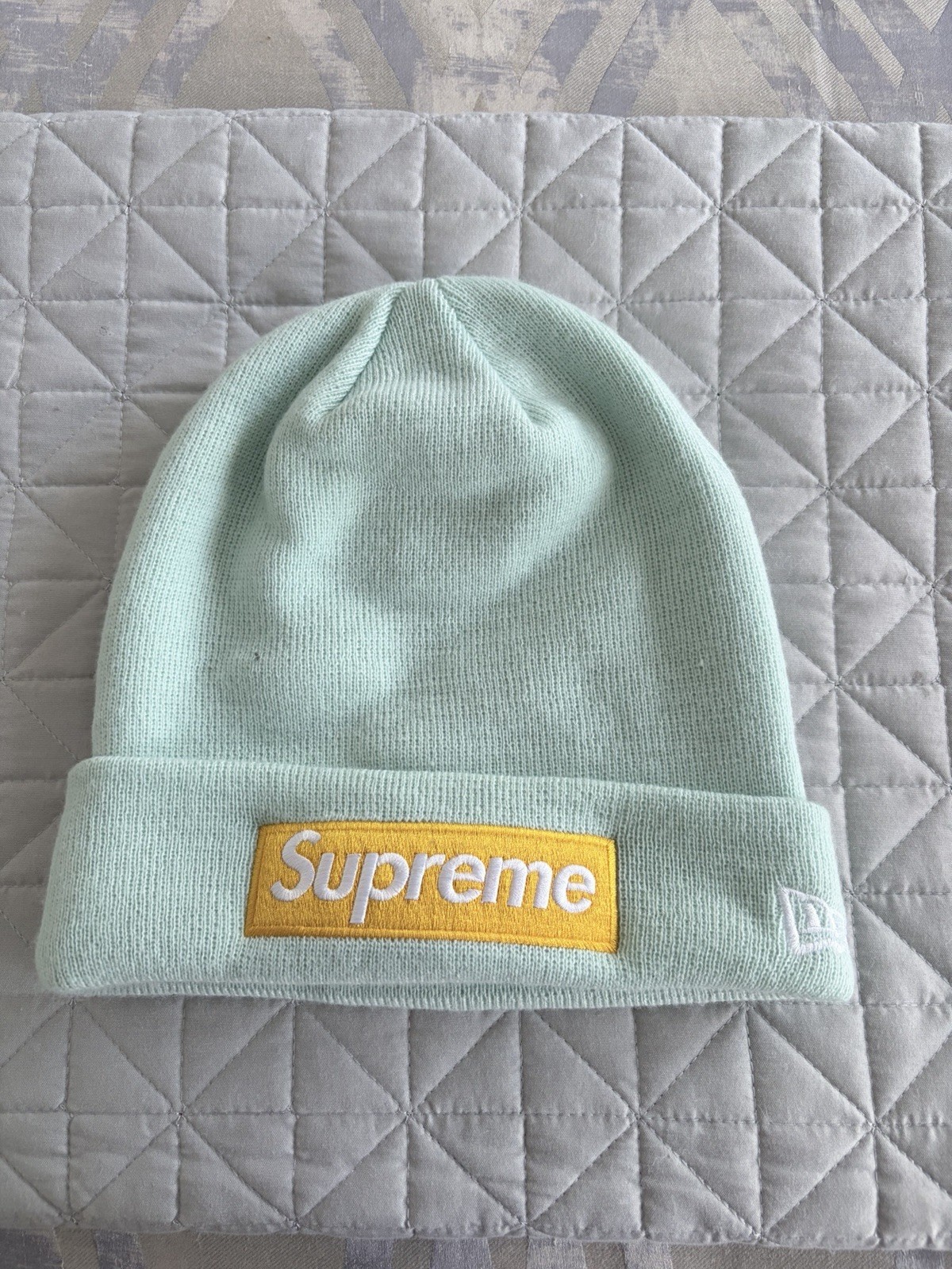 Supreme Mint Black Gray Solid Wave Pattern Beanie… - image 2