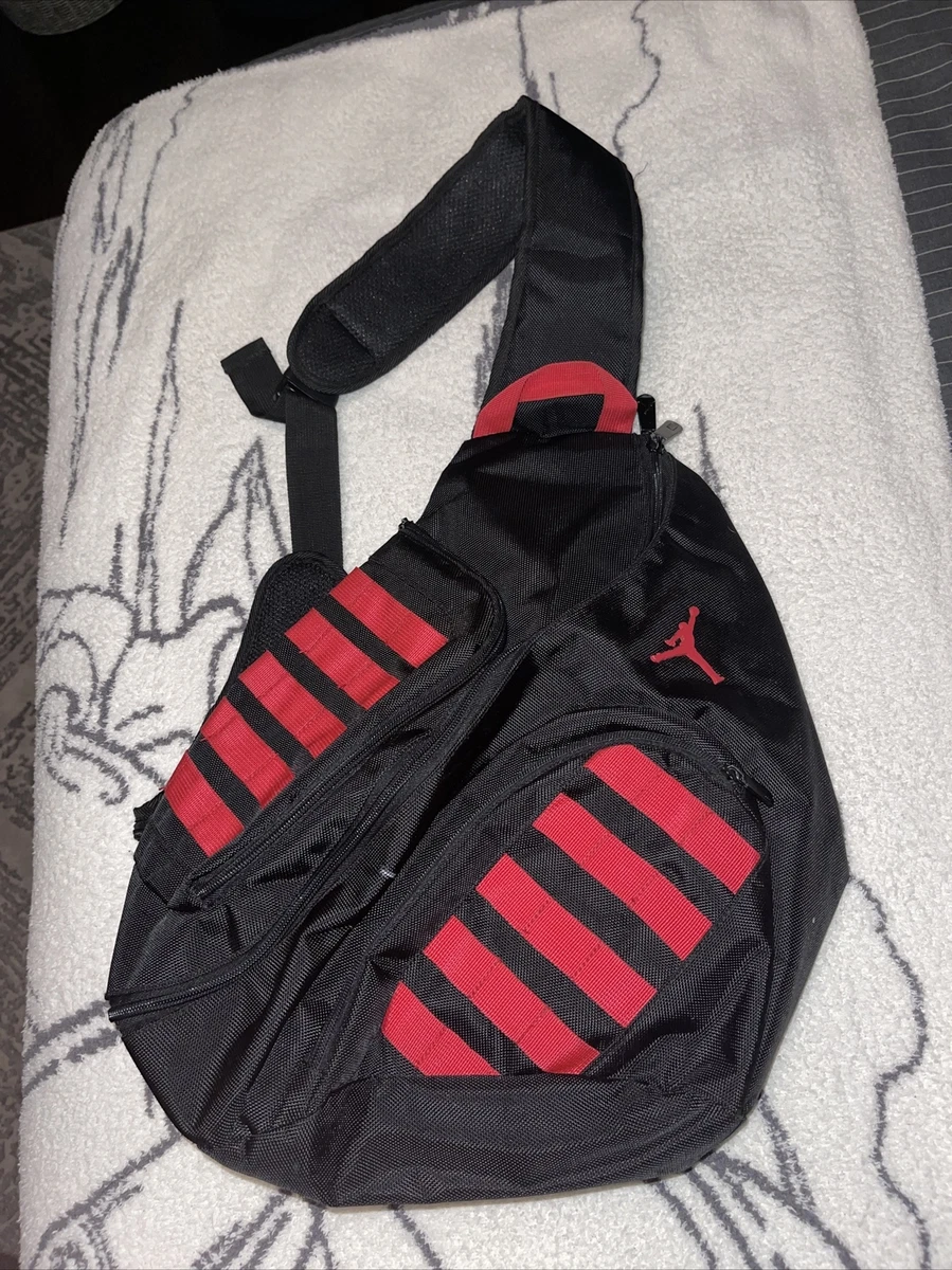 Air Jordan Single Strap Basketball Backpack Black And Red eBay