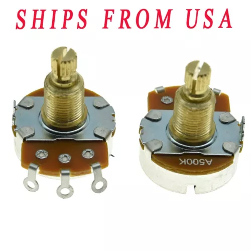 2pcs Alpha Guitar Full Size Pot Potentiometer 19.5mm Brass Shaft Audio Pot A500K