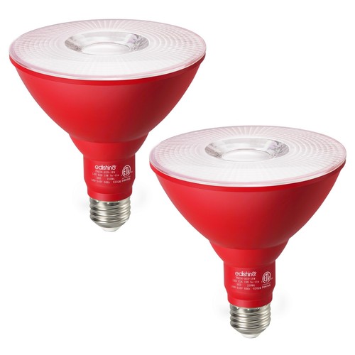 EDISHINE PAR38 Red Flood Light Bulbs Outdoor for Christmas/Christmas18W 2 Pack