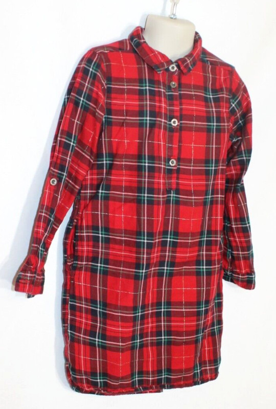 L.O.G.G. Button Up Blouse Size 5-6 Youth Red & Blue Black Watch Plaid Flannel