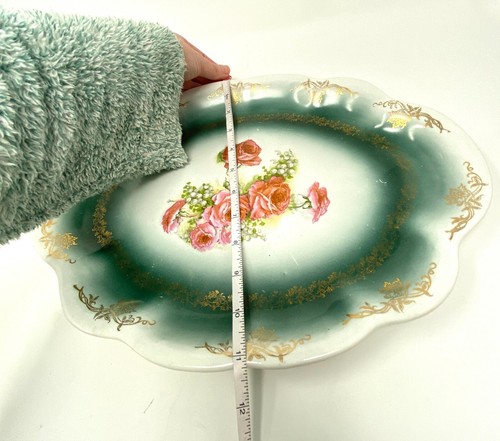 Homer Laughlin The Angelus 15" x 11" Oval Hudson Platter Serving Tray Pink Roses - Picture 8 of 12