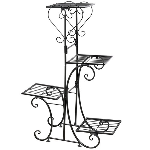4 Tier Metal Plant Stand Flower Holder Racks Shelves Patio Stand Outdoor Indoor - Picture 10 of 12