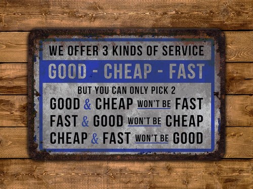 3 Kinds Of Services Good Cheap Fast Vintage Style Metal Sign Labor Work - Picture 2 of 6