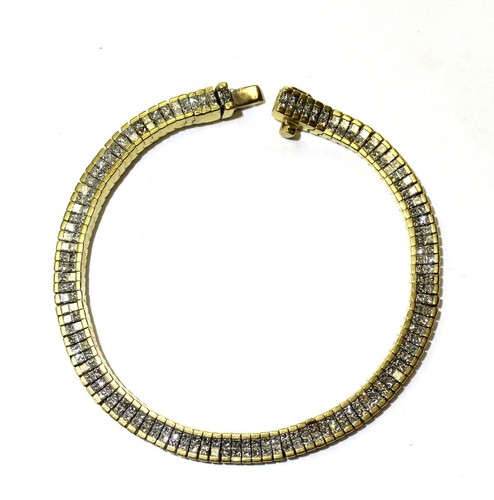 18k Gelbgold 5ct VS1 G Princess Diamant Tennis Armband 31g Unikat 7 3/4" - Bild 4 von 10