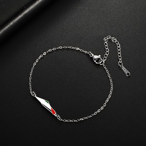 Drip Oil Map Shape Stainless Steel Bracelet Double Chain Colorful Enamel Jewelry - Picture 4 of 14