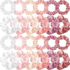24 Pieces Satin Hair Scrunchies Silk Elastic Hair Bands Skinny Hair Ties Rope...